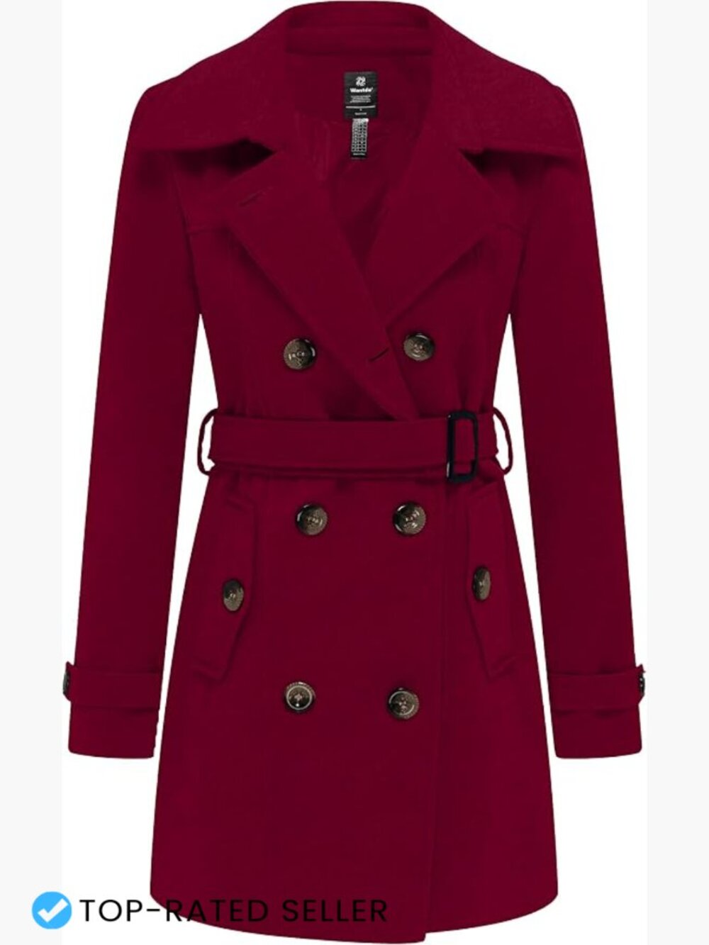 Double Breasted Pea Coat Winter Mid-Long Trench Coat Warm Dressy Classic